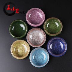 Ceramic Ice Crack Pen Wash Small Water Bowl Pen Water Cylinder Mini Small Bowl Study Four Treasures Kit Small Pen Wash Ice Crack Glaze