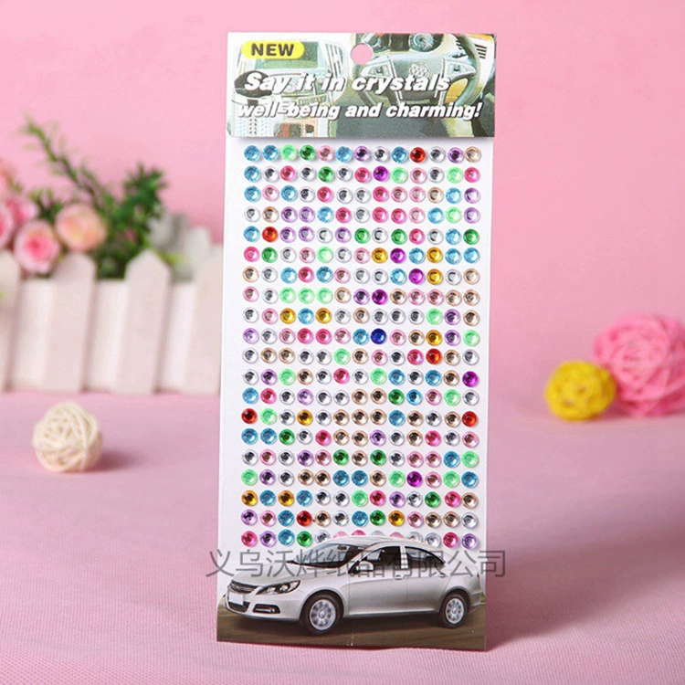 Acrylic Gem Stickers for Mobile Phones, 6 mm Color Rhinestones, 10×23 cm Sheet, Bulk