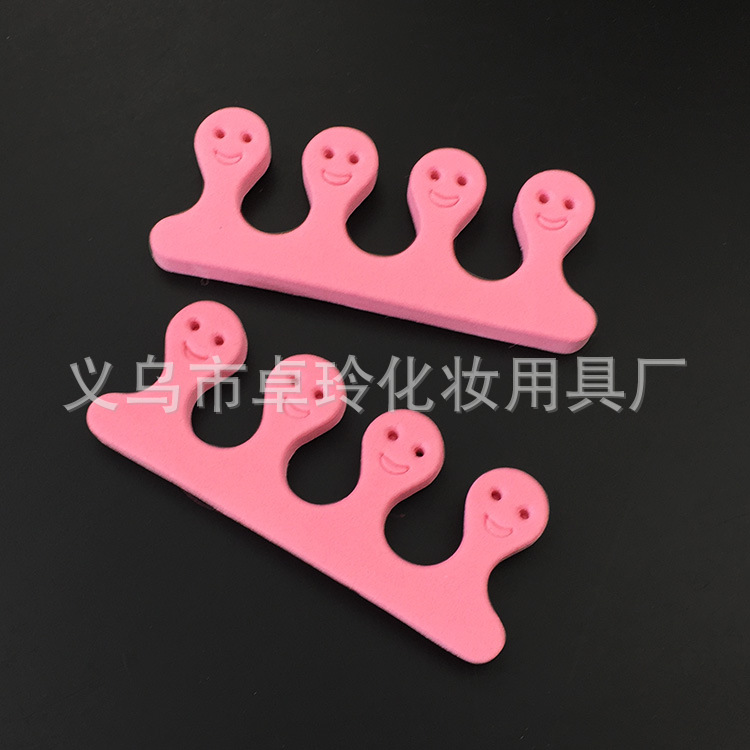 Fábrica de Yiwu cara sonriente dedo separador/esponja dedo separador Eva uñas separador belleza manicura herramienta