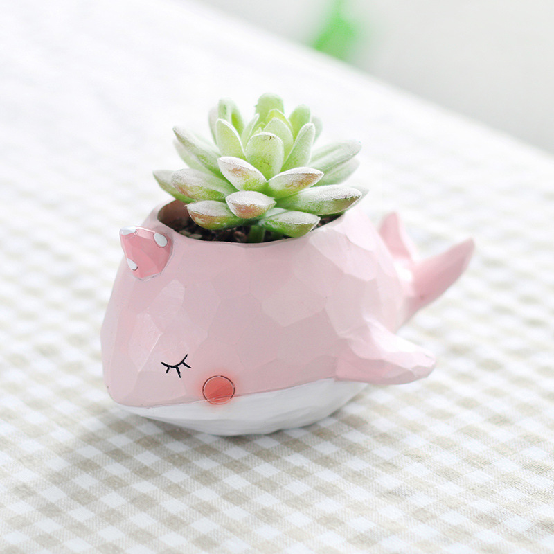 Chậu Cây Resin Chậu cây mọng nước hình cá voi resin phong cách Zakka, chậu mini để bàn, ban công và sân vườn (RG-146)