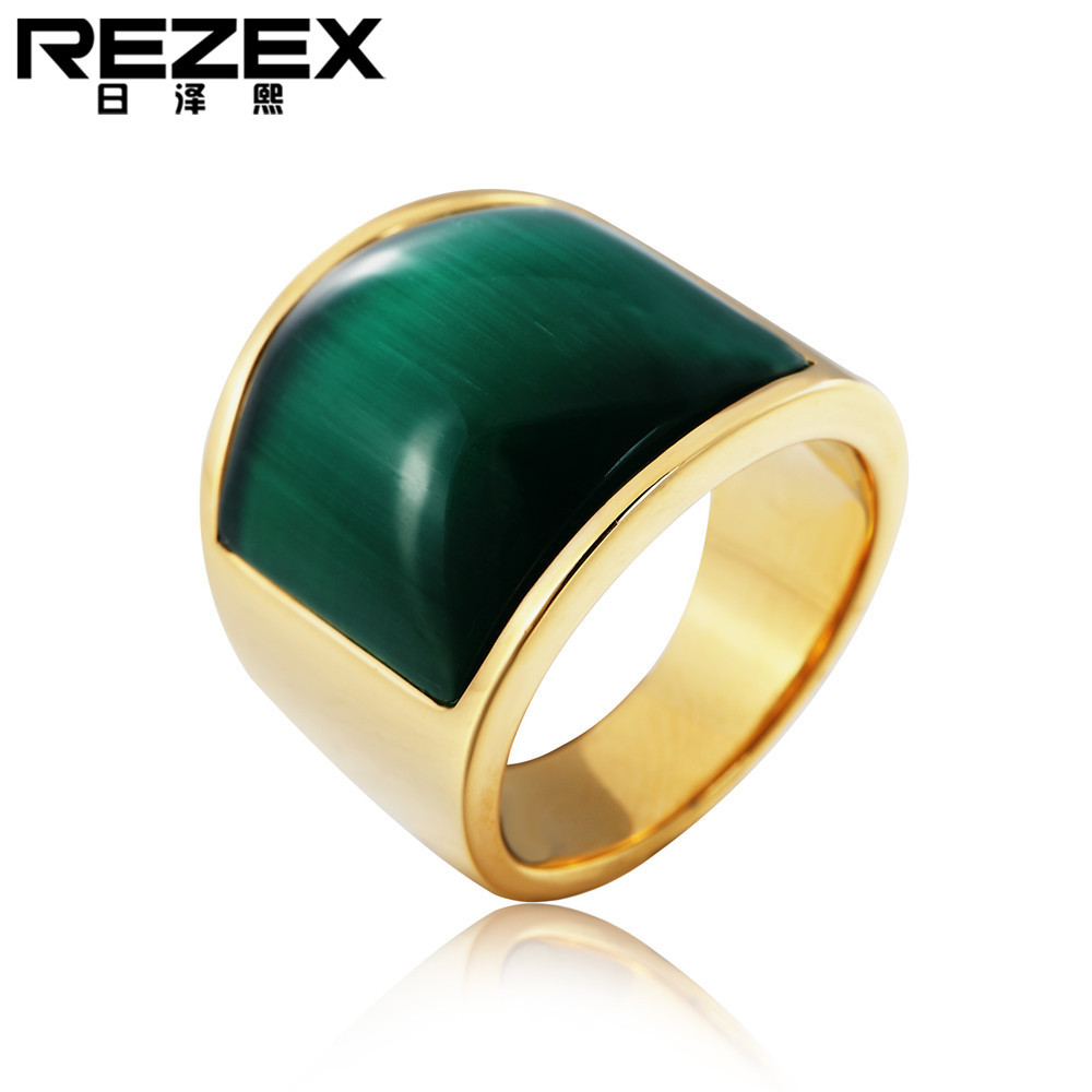 R0048-HK03 Creative Stainless Steel Men's Opal Big Class Finger Single Finger Ring Ring