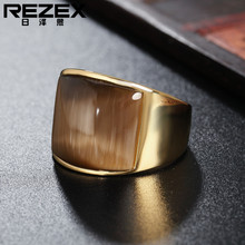 R0048-HK03创意不锈钢男士猫眼石大班指 单身食指环戒指代发