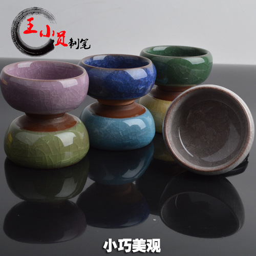 Ceramic Ice Crack Pen Wash Small Water Bowl Pen Water Cylinder Mini Small Bowl Study Four Treasures Kit Small Pen Wash Ice Crack Glaze