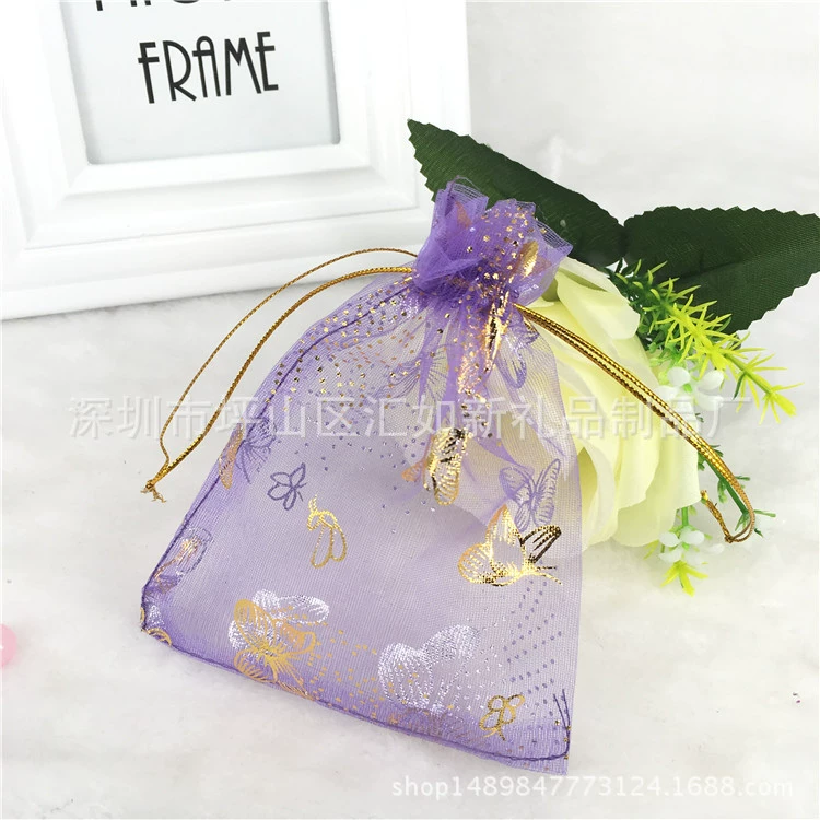 В наличии поставки/фиолетовая бабочка горячего тиснения пряжи мешок/мешок пряжи подарка/мешок пряжи ювелирных изделий/мешок конфеты/косметический мешок