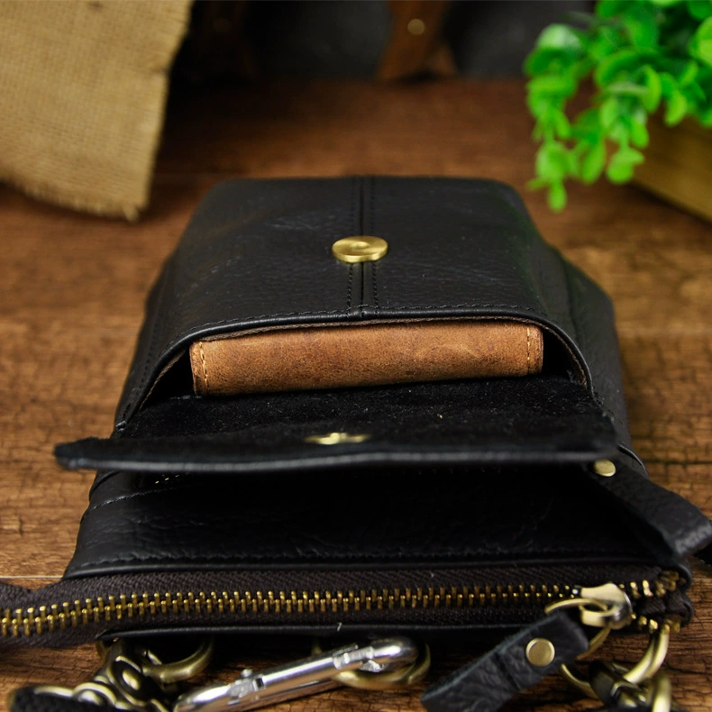 Слой головы Crazy Horse Leather Замена кожи иностранной торговли Мужчины ретро Мобильный телефон Камера на открытом воздухе 7 дюймов Крючок маленькие сумки 611-18