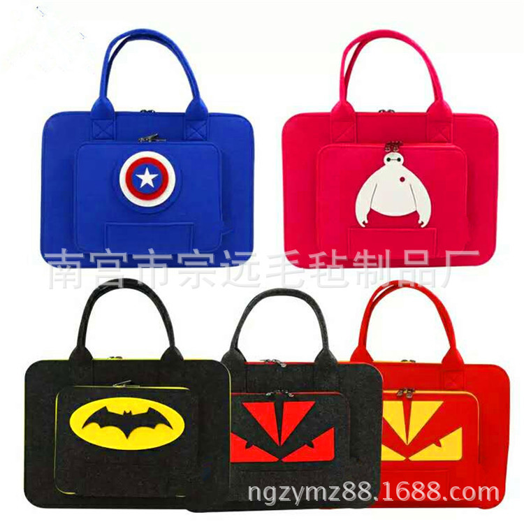 厂家新品毛毡手提袋可爱卡通电脑包 跨境直供办公毛毡电脑包批发