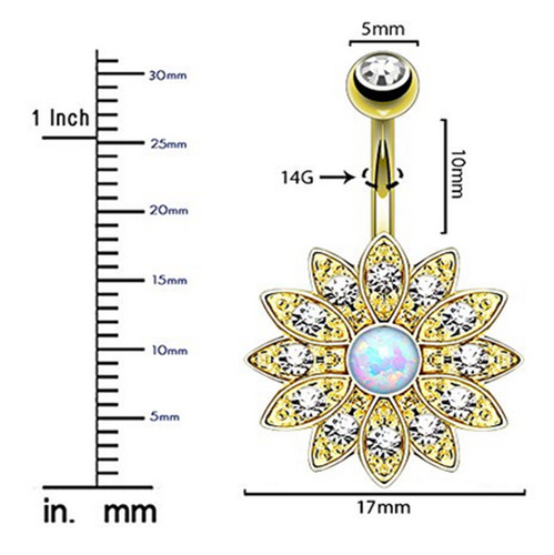 ebay amazon aliexpress wish cross-border products opalite navel ring piercing jewelry sunflower navel order