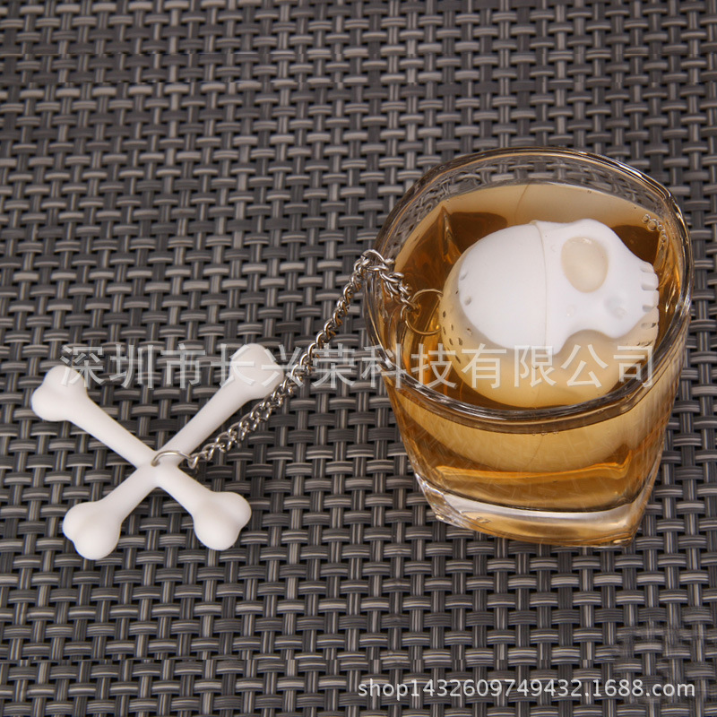 外贸爆款 骷髅头硅胶泡茶器 硅胶滤茶包 懒人家居茶具厂家直销