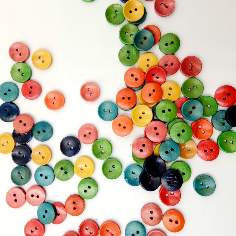 Botones de cuenco de color de 15mm, botones de color, color mixto, hermosa decoración, botones hechos a mano para niños 100 piezas por paquete