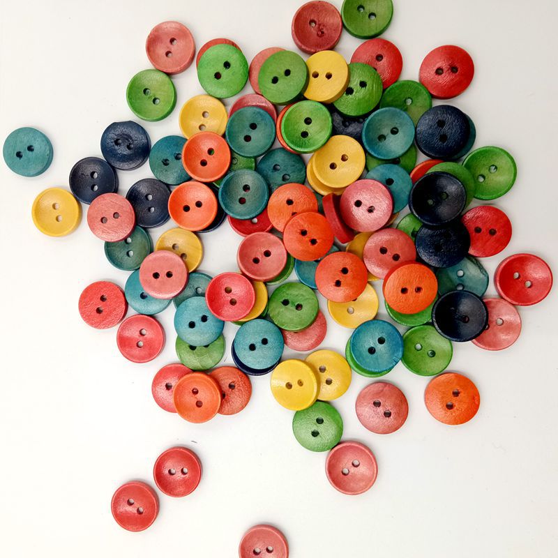 Botones de cuenco de color de 15mm, botones de color, color mixto, hermosa decoración, botones hechos a mano para niños 100 piezas por paquete