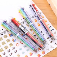 6 color pen oil pen cartoon ballpoint pen primary school students school supplies gift stationery click color creative students