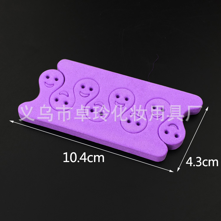 Fábrica de Yiwu cara sonriente dedo separador/esponja dedo separador Eva uñas separador belleza manicura herramienta