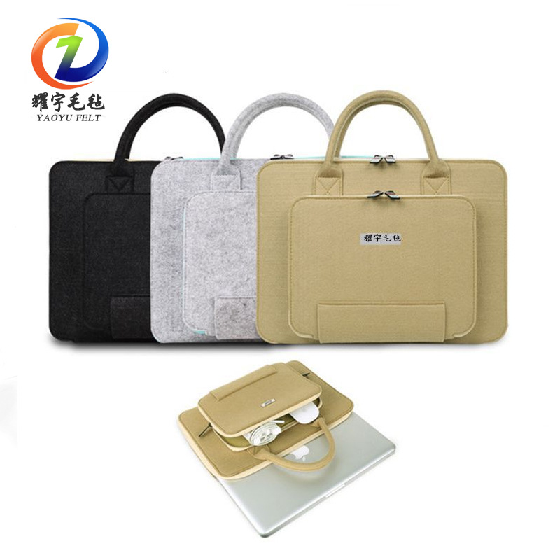 厂家批发毛毡电脑包 毛毡手提包文件袋笔记本内胆包可加logo批发