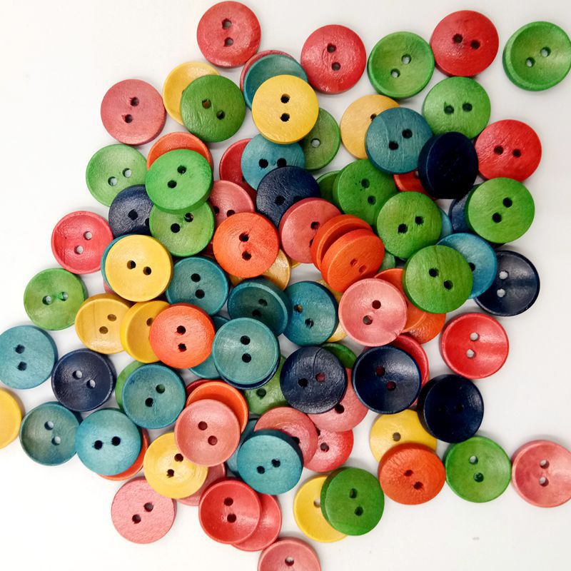 Botones de cuenco de color de 15mm, botones de color, color mixto, hermosa decoración, botones hechos a mano para niños 100 piezas por paquete