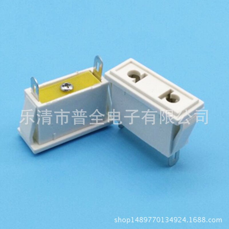 AC电源插座2孔AC插座AC-10 白色2孔卡式机箱机柜桌面插座