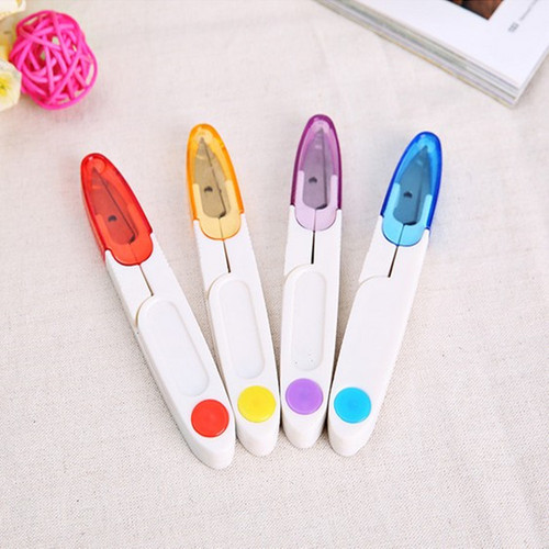 Colorful transparent covered stainless steel u-shaped scissors, spring yarn scissors, yarn scissors, cross stitch scissors, cross scissors