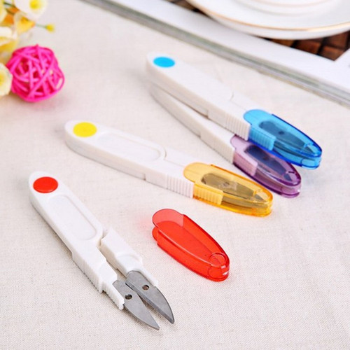 Colorful transparent covered stainless steel u-shaped scissors, spring yarn scissors, yarn scissors, cross stitch scissors, cross scissors