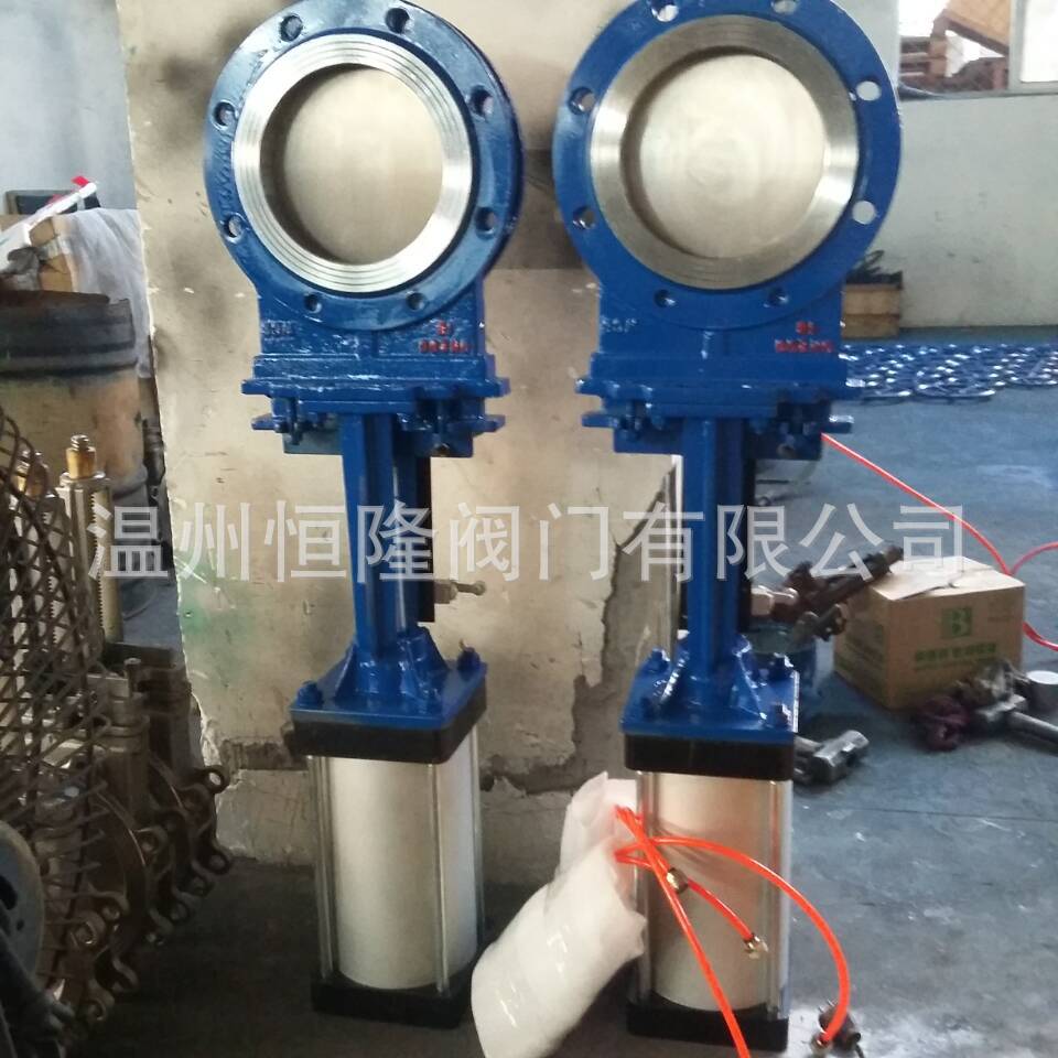 厂家直销法兰气动刀形闸阀对夹气动闸板阀法兰气动插板阀薄型闸阀