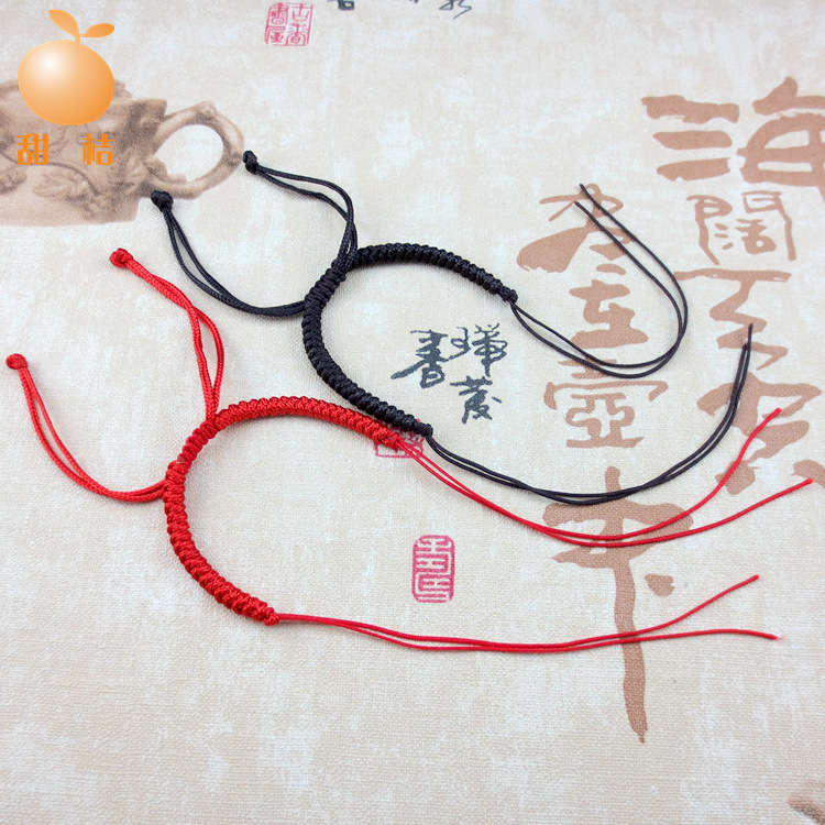 3D hard gold and silver can be worn transfer beads hand rope hand woven semi-finished diamond knot this year DIY red bracelet rope