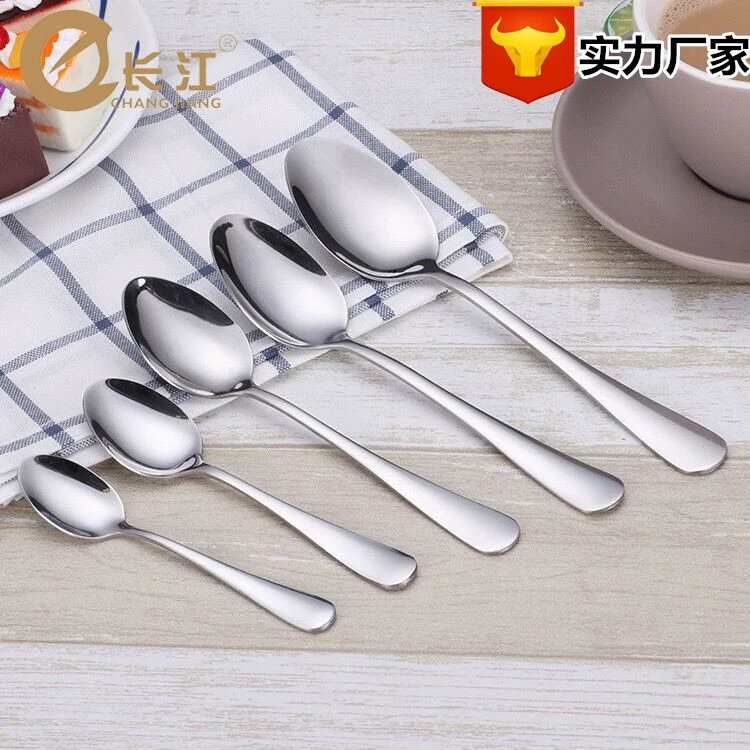 Толстая посуда из нержавеющей стали суповая ложка остроконечная ложка кофейная ложка десертная ложка Отель Ресторан столовая рисовая Ложка Вилка