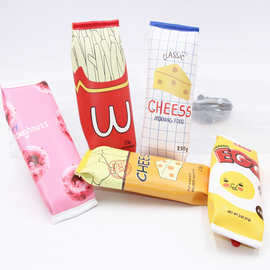 现货卡通新款PU韩版文具笔盒仿真趣味零食学生大容量铅笔袋