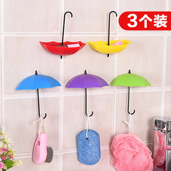 Creative Rain Umbrella Small Adhesive Hook 3-Pack Nail-Free Invisible Door Key Holder Kitchen Bathroom Powerful Decorative Hooks