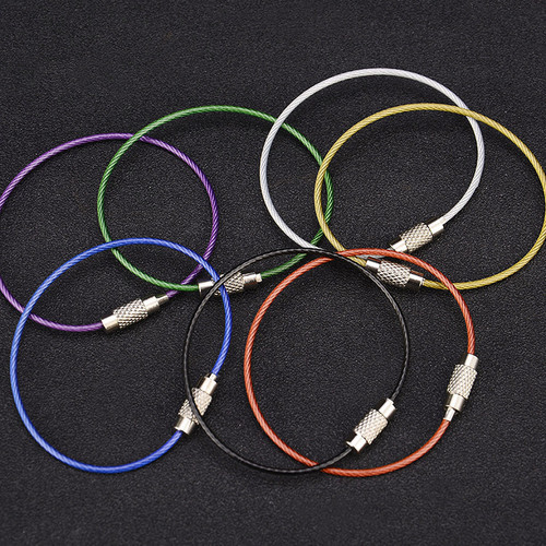Wholesale steel wire rope key rings, stainless steel wire rings, colorful coated wire rings, steel wire key fobs