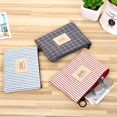 Japanese and Korean creative small coin purse female mini canvas art cartoon cute small fresh student coin bag zipper bag