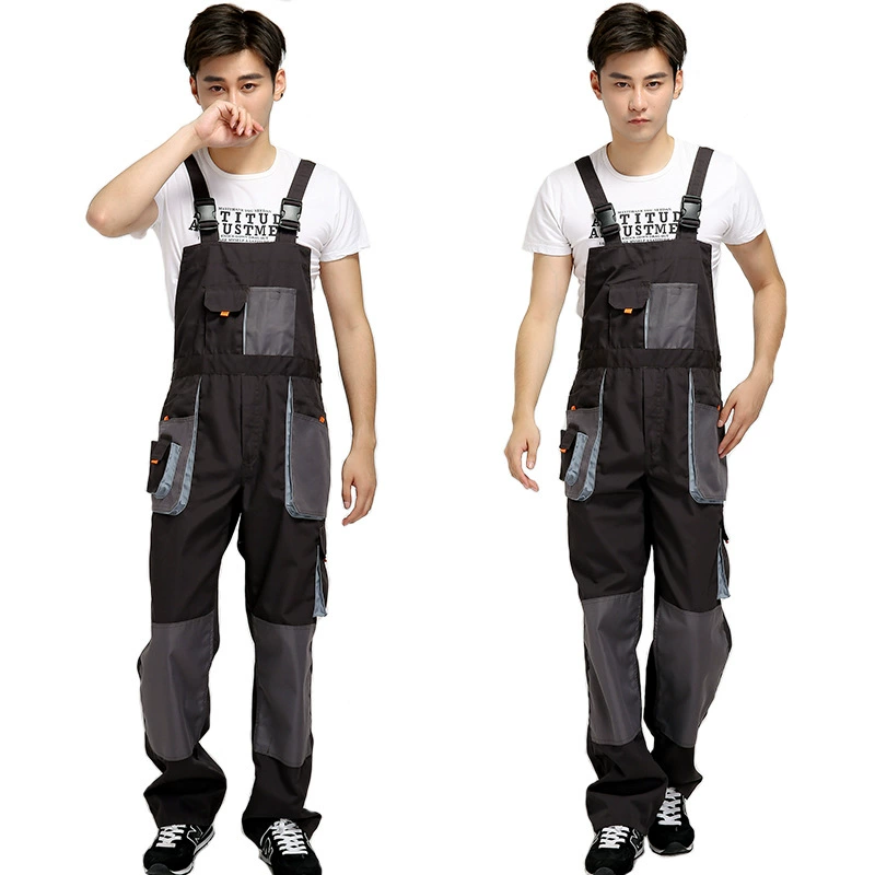 Work Overalls Coverall Suit, Gray One-Piece/Split Set, Multi-Pocket, Sizes S–4XL