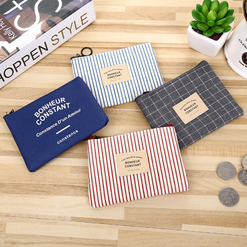 Japanese and Korean creative small coin purse female mini canvas art cartoon cute small fresh student coin bag zipper bag