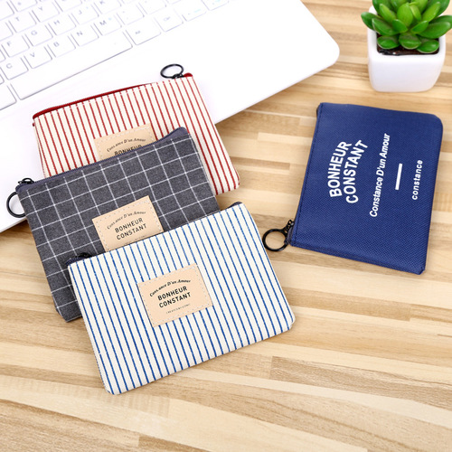 Japanese and Korean creative small coin purse female mini canvas art cartoon cute small fresh student coin bag zipper bag