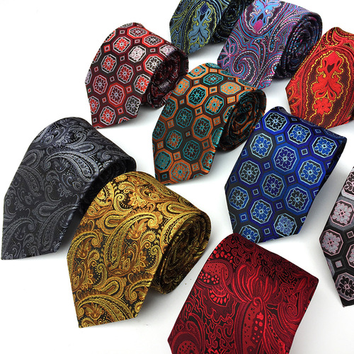  New Paisley Polyester Men's Large Flower Tie Trendy Social Suit Men's Tie