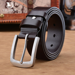 品牌頭層皮新款針扣皮帶男士腰帶真皮 高檔休閒不鏽鋼材質褲帶