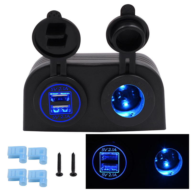 Motor coche barco yate universal 4.2A dual USB cargador de teléfono móvil con luz encendedor asiento eléctrico