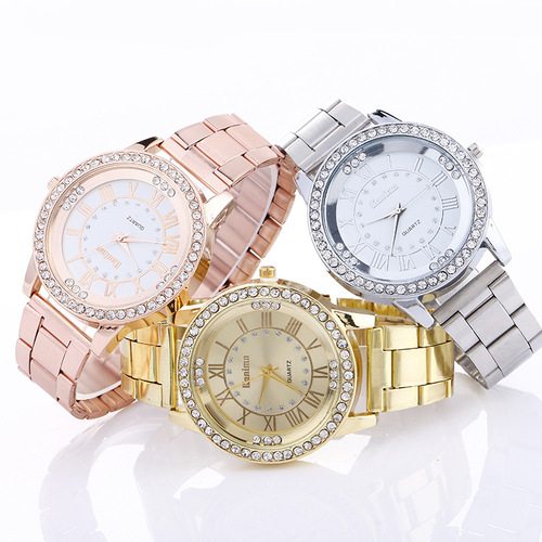 Factory direct sales bracelet watch Korean version diamond-encrusted digital large dial ladies alloy steel band watch fashion watch