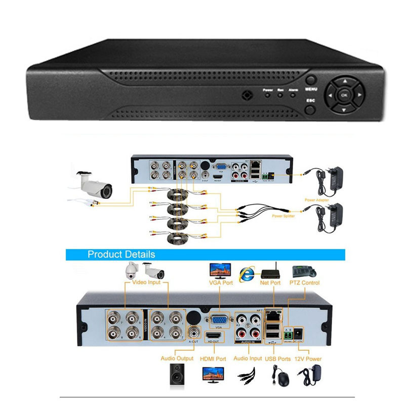 Sistema de seguridad de cámaras de CCTV AHD 1080P KIT4 - way monitor kit