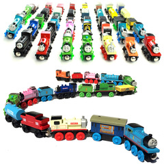 Selected children's intellectual magnetic Thomas the Train wooden track car set cake decoration toy for 1-3 years old