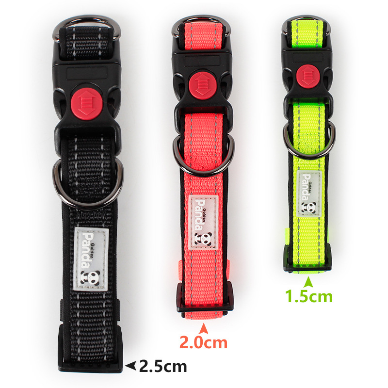 Z Yulaishi Golden Panda Doble hebilla D Collar ajustable para mascotas Collar de nailon Collar para perros de espuma de tela Jiajia