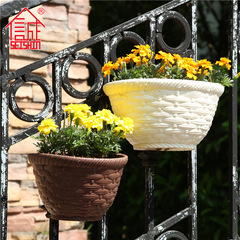Foreign trade supply wall hanging flower pot 3052/3053 plastic flower pot imitation wicker rattan courtyard outdoor flower pot wholesale