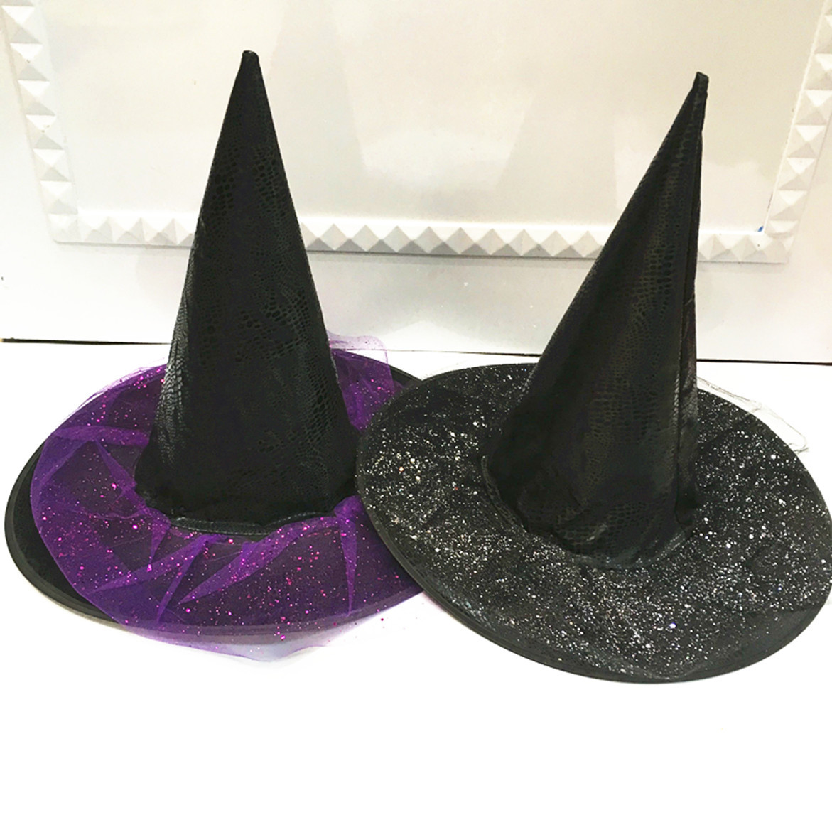 Sombrero de Halloween niños adultos baile fiesta suministros Cosplay sombrero de bruja sombrero de malla de cuero