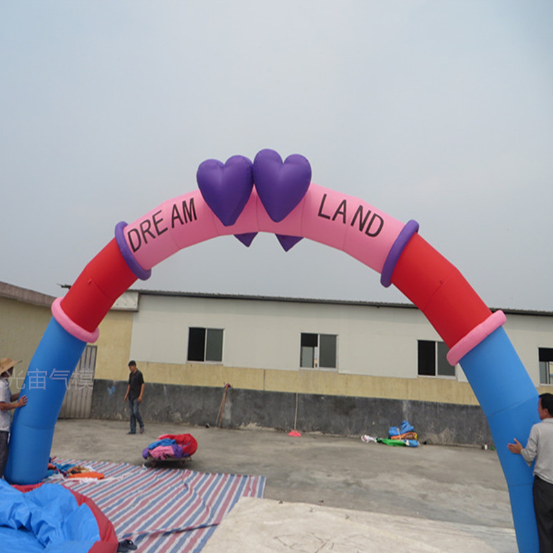 厂家批发新款双心拱门 婚庆庆典广告道具节庆充气模型