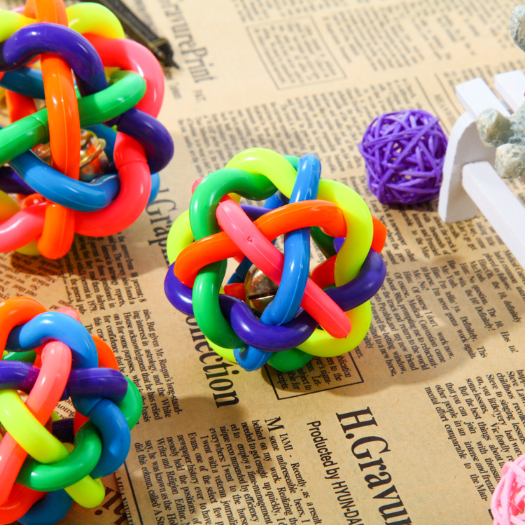 Juguetes para mascotas bolas sonoras coloridas bolas de trenzado bolas de arco iris Teddy Corky Juguetes de puzzle