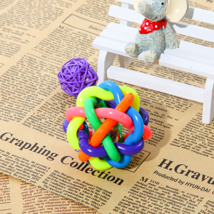 Juguetes para mascotas bolas sonoras coloridas bolas de trenzado bolas de arco iris Teddy Corky Juguetes de puzzle
