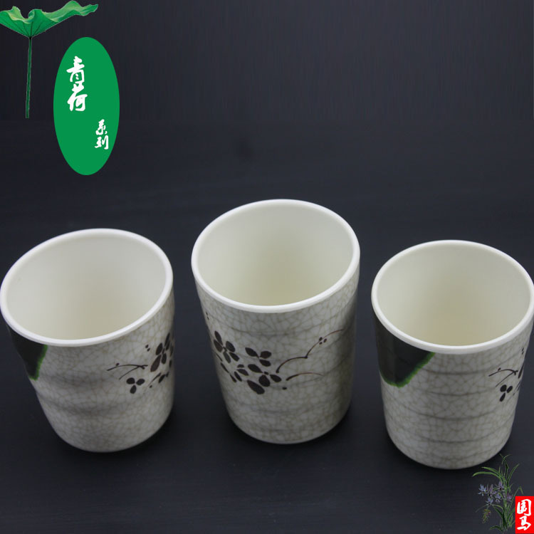 Japanese Style Cup Commercial Tea Cup Hotel Special Simple Mouth Cup Imitation Porcelain Tableware Cheap Wholesale Plastic Green Melamine
