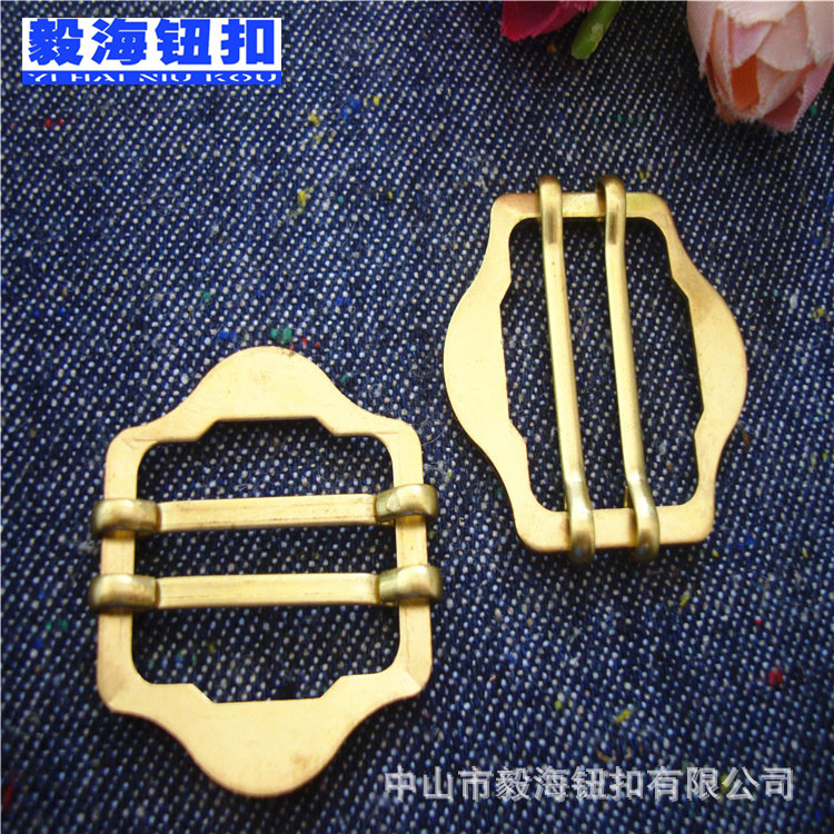 高档金属三档日字方形调节扣 黄铜裤扣 绳子松紧活动马甲扣批发
