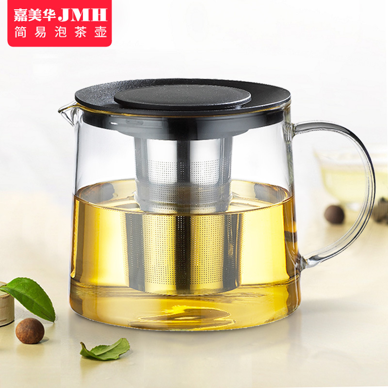 嘉美华玻璃花茶壶高硼硅透明直火壶 可加热过滤内胆茶具厂家批发