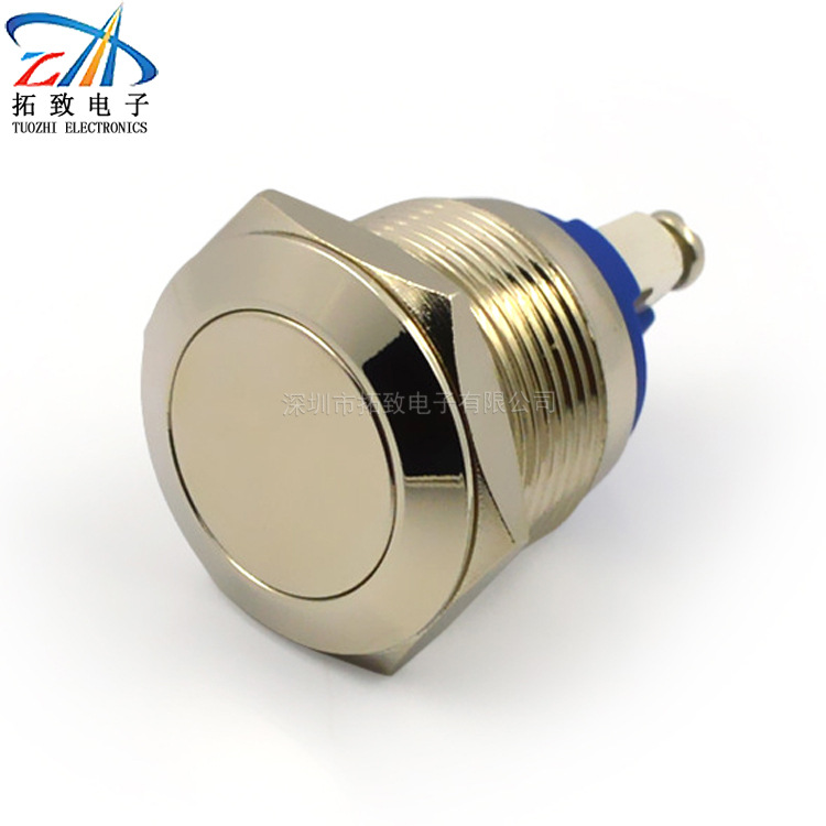 厂家直供Φ19mm直径金属按钮开关压片螺钉平形TZ19N-F10现货批发