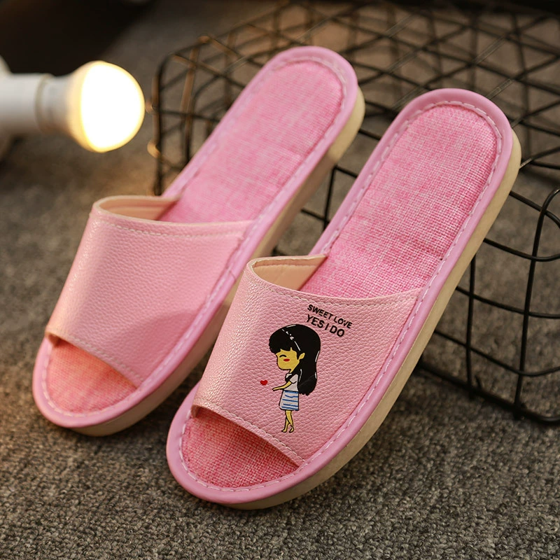 Оптовая Продажа с фабрики корейских любителей летние тапочки из искусственной кожи домашние льняные тапочки удобные тапочки с мягким дном на деревянном полу