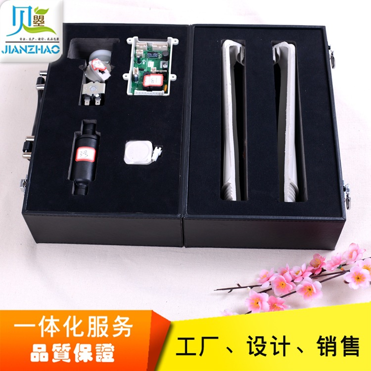 皮质侧面对半双开包装盒 空气源热浆热水器净化器配件展示盒厂家
