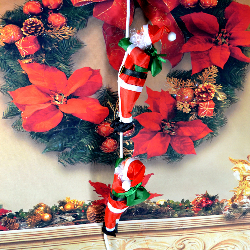 Amazon 25cm2 hombre escalada cuerda Santa Claus muñeca colgante pared ventana colgante decoraciones de vacaciones